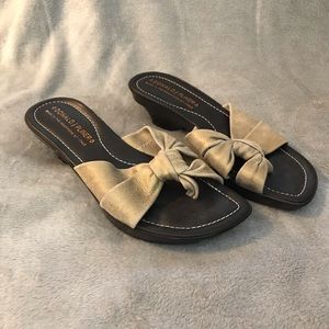 Donald J Pliner Con Metallic Twist Wedge Slides 8